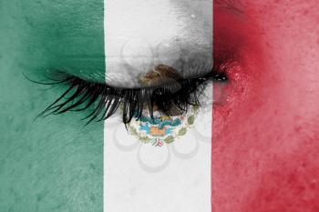 Crying woman, pain and grief concept, flag of Mexico