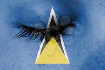 Crying woman, pain and grief concept, flag of Saint Lucia