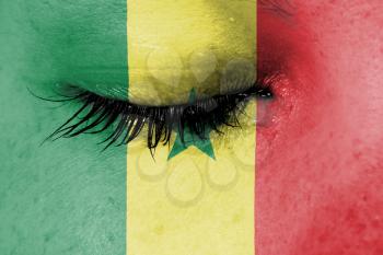 Crying woman, pain and grief concept, flag of Senegal