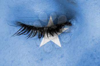 Crying woman, pain and grief concept, flag of Somalia