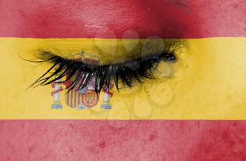 Crying woman, pain and grief concept, flag of Spain