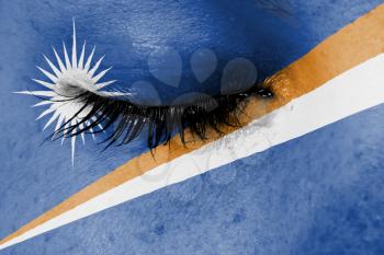 Crying woman, pain and grief concept, flag of The Marshall Islands