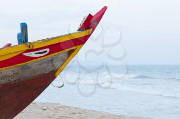 Colorful wooden fishing boat at the sout chinese sea, Vietnam