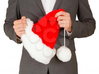Business man with a santa hat isolated