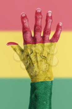Hand of an old woman with arthritis, isolated on white, Bolivia