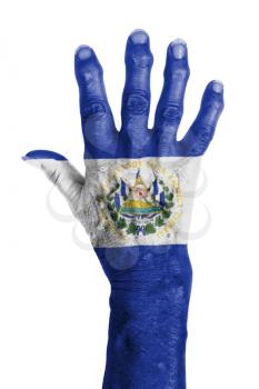 Hand of an old woman with arthritis, isolated on white, El Salvador