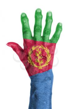 Hand of an old woman with arthritis, isolated on white, Eritrea