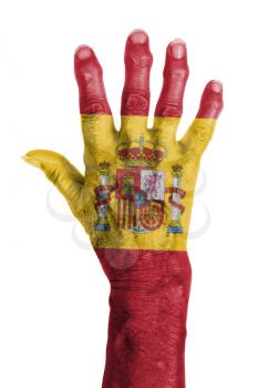 Isolated old hand with flag, European Union, Spain