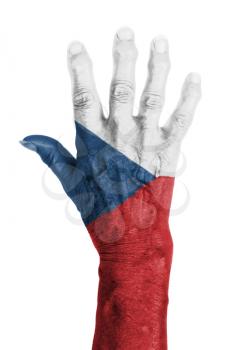Isolated old hand with flag, European Union, Czech Republic