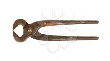 Old iron nippers isolated on white background