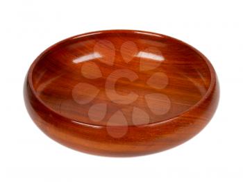 Wooden (dark wood) bowl, isolated on white