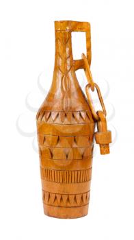 Old wooden bottle made in Surinam, isolated on white