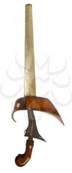 Antique typical Indonesian kris knife, isolated on white