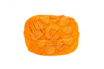 Orange knitting yarn isolated on a white background