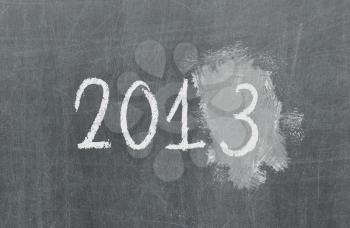 Blackboard or chalkboard texture, 2012 erased, 2013 written