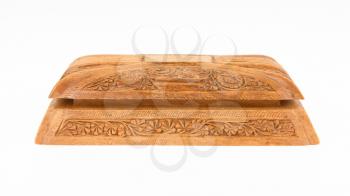 Old wooden chest made in Suriname, isolated on white