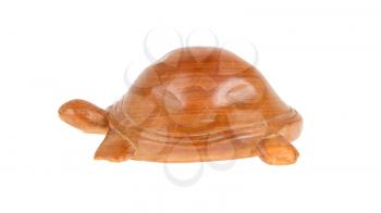 Wooden turtle, isolated on a white background