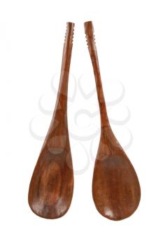 Wooden spoons isolated on the white background