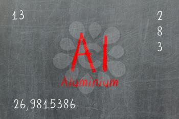 Isolated blackboard with periodic table, Aluminium, Chemistry