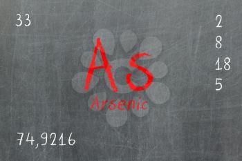 Isolated blackboard with periodic table, Arsenic, chemistry