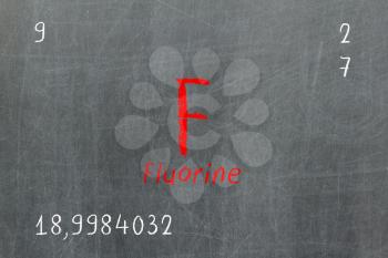 Isolated blackboard with periodic table, Fluorine, Chemistry