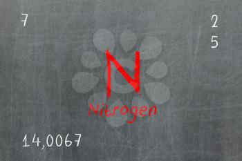 Isolated blackboard with periodic table, Nitrogen, Chemistry