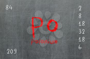 Isolated blackboard with periodic table, Polonium, Chemistry
