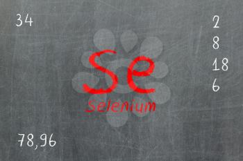 Isolated blackboard with periodic table, Selenium, Chemistry