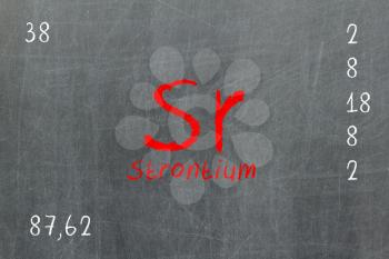Isolated blackboard with periodic table, Strontium, chemistry
