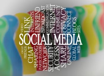Word cloud social media with a social media background