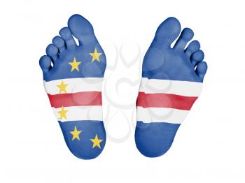 Feet with flag, sleeping or death concept, flag of Cape Verde