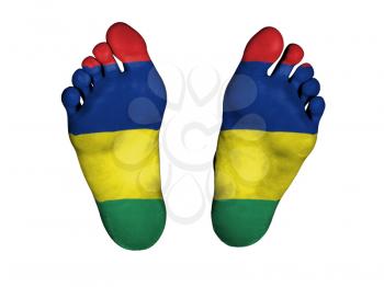 Feet with flag, sleeping or death concept, flag of Mauritania