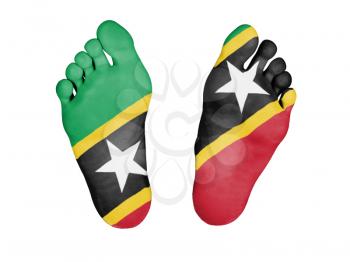Feet with flag, sleeping or death concept, flag of Saint Kitts and Nevis
