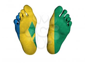 Feet with flag, sleeping or death concept, flag of Saint Vincent and the Grenadines