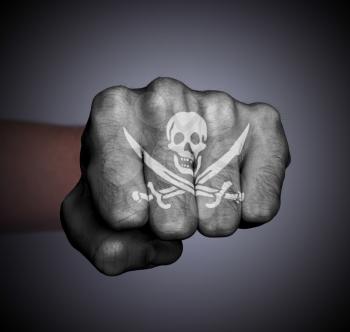 Front view of a punching hand, pirate