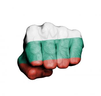 Front view of punching fist, banner of Bulgaria