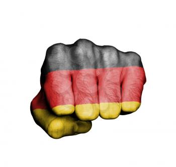 Front view of punching fist, banner of Germany