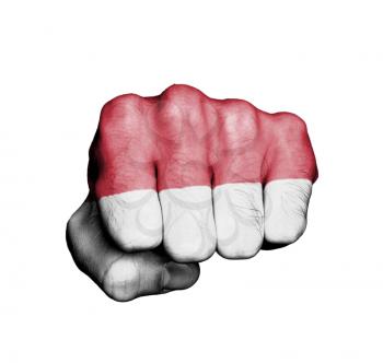 Front view of punching fist, banner of Indonesia