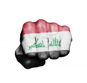 Front view of punching fist, banner of Iraq