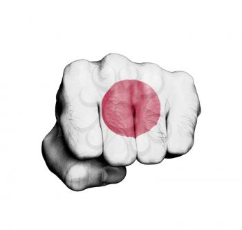 Front view of punching fist, banner of Japan