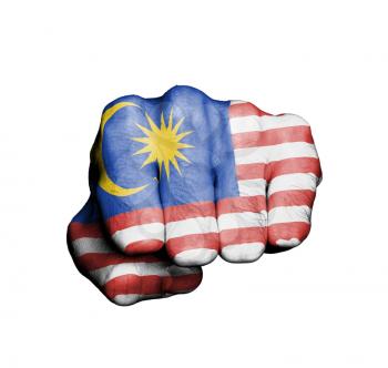 Front view of punching fist, banner of Malaysia