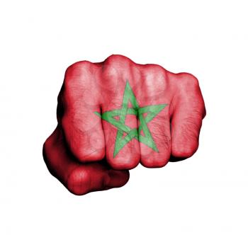 Front view of punching fist, banner of Morocco