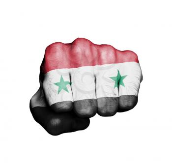 Front view of punching fist, banner of Syria