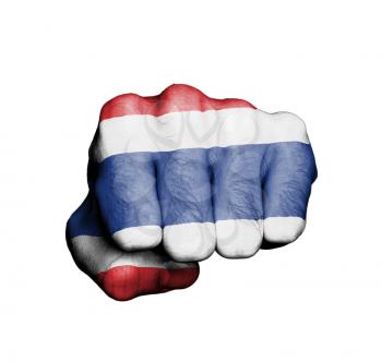 Front view of punching fist, banner of Thailand