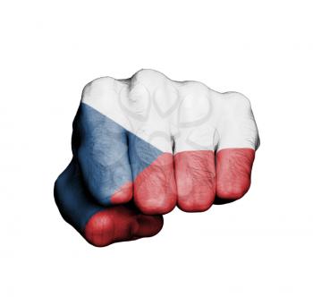 Front view of punching fist, banner of The Czech Republic
