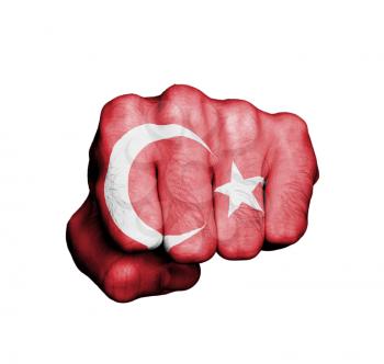 Front view of punching fist, banner of Turkey