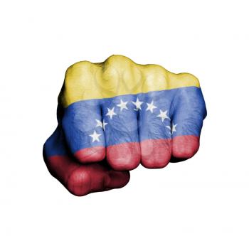 Front view of punching fist, banner of Venezuela