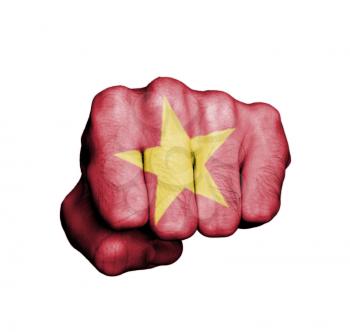 Front view of punching fist, banner of Vietnam