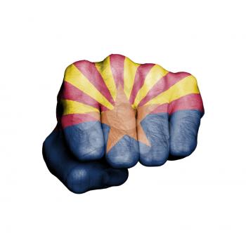 United states, fist with the flag of a state, Arizona