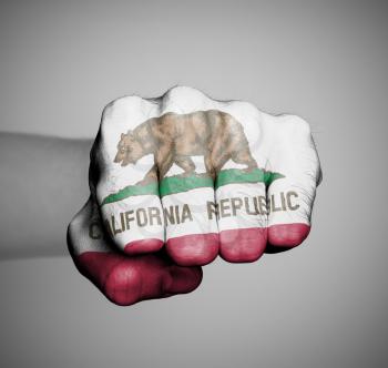United states, fist with the flag of a state, California